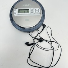 Phillips EXP2550 Portable MP3 CD Player Gray / Blue + Headphones TESTED CLEAN!