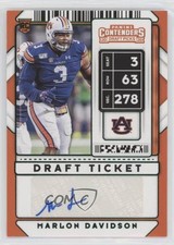 2020 Contenders Draft Picks College Ticket Green Foil Marlon Davidson Auto 0lt3