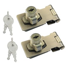 2Pcs Keyed Hasp Locks 2.5 Inch Twist Knob Keyed Locking Hasp, Stainless Steel...