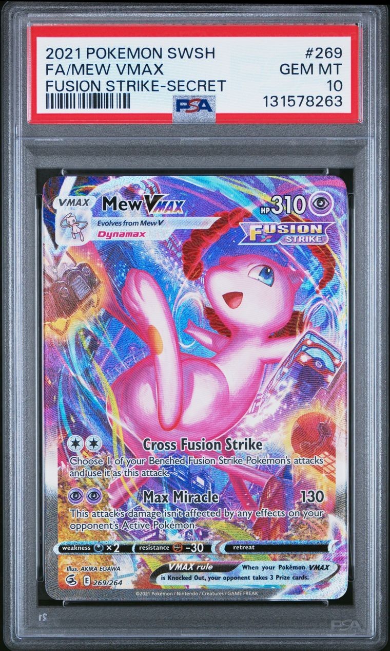 PSA 10 Pokémon TCG Mew VMAX Alt Art Fusion Strike 269 Secret Rare GEM MT