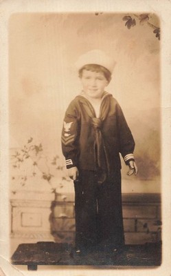 RPPC Little Boy Sailor Suit Uniform Studio Portrait Brooklyn NY 1919 Vintage