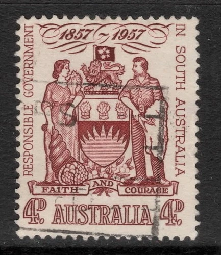 AUSTRALIA 1957 4d  CENTENARY OF RESPONSIBLE GOVERNMENT IN SOUTH AUSTRALIA  VFU*