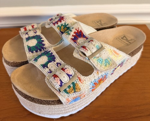 Dirty Laundry NWT Crochet Platform Sandals Slides Women Boho Hippie Sz 8.5
