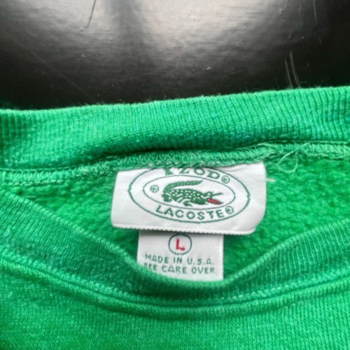 Vintage 1980 Kelly Green Lacoste Crewneck Sweatshirt Youth Kids L White Logo - Picture 3 of 12