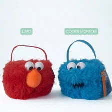 Sesame Street – Elmo & Cookie Monster Plush Baskets (Small, Set of 2)