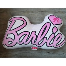 Barbie Logo Plush Decorative Pillow Heart Silhouette Pink White Mattel 2024