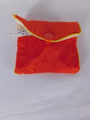 Vintage 90s Satin Floral Coin Purse Orange Red Pouch Snap Button Zip Wallet BOHO