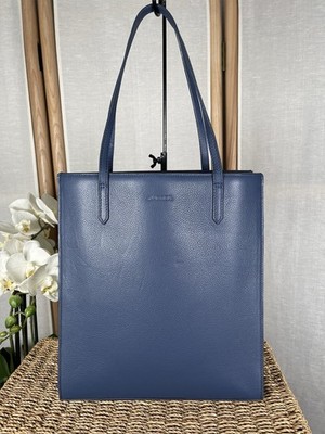 Jaeger Handtasche Beuteltasche blau Leder mittelgroß