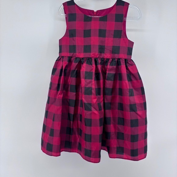 Girls Dress Red & Black Plaid Sleeveless Party Holiday Christmas