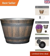 Stylish 9-Inch Whiskey Barrel Planter - Weather Resistant, Vintage Appeal