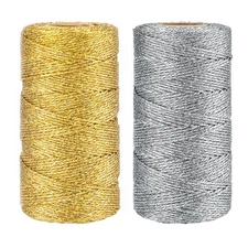 jijAcraft 656ft Gold/Silver 1.5mm Metallic String Twine Ornament Craft Cord