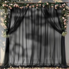 20ft X 10ft Black Tulle Backdrop Curtain for Parites, Sheer Backdrop Curtains...