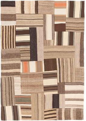 Kelim Patch Teppich 140x204 cm handgewebt Wolle Persien Unikat Neu