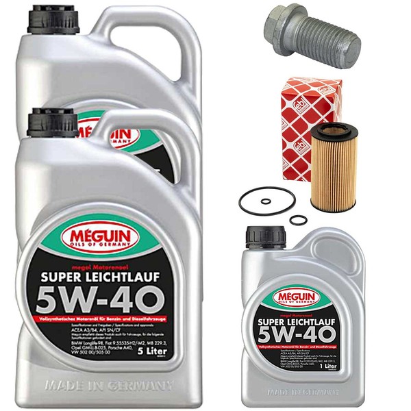 MotoröL Filter Set SAE 5W-40 Meguin 11 Liter + Schraube FüR Mercedes Sprinter-image