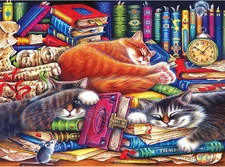- Puzzle Collector - the Old Book Shops Cats - 1000 Piece Jigsaw Puzzle for Adul