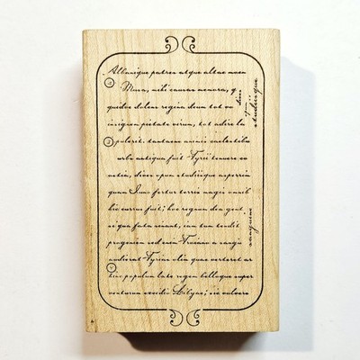 VINTAGE NOTES Memory Box Rubber Stamp E1329 Script Writing Label Collage K222