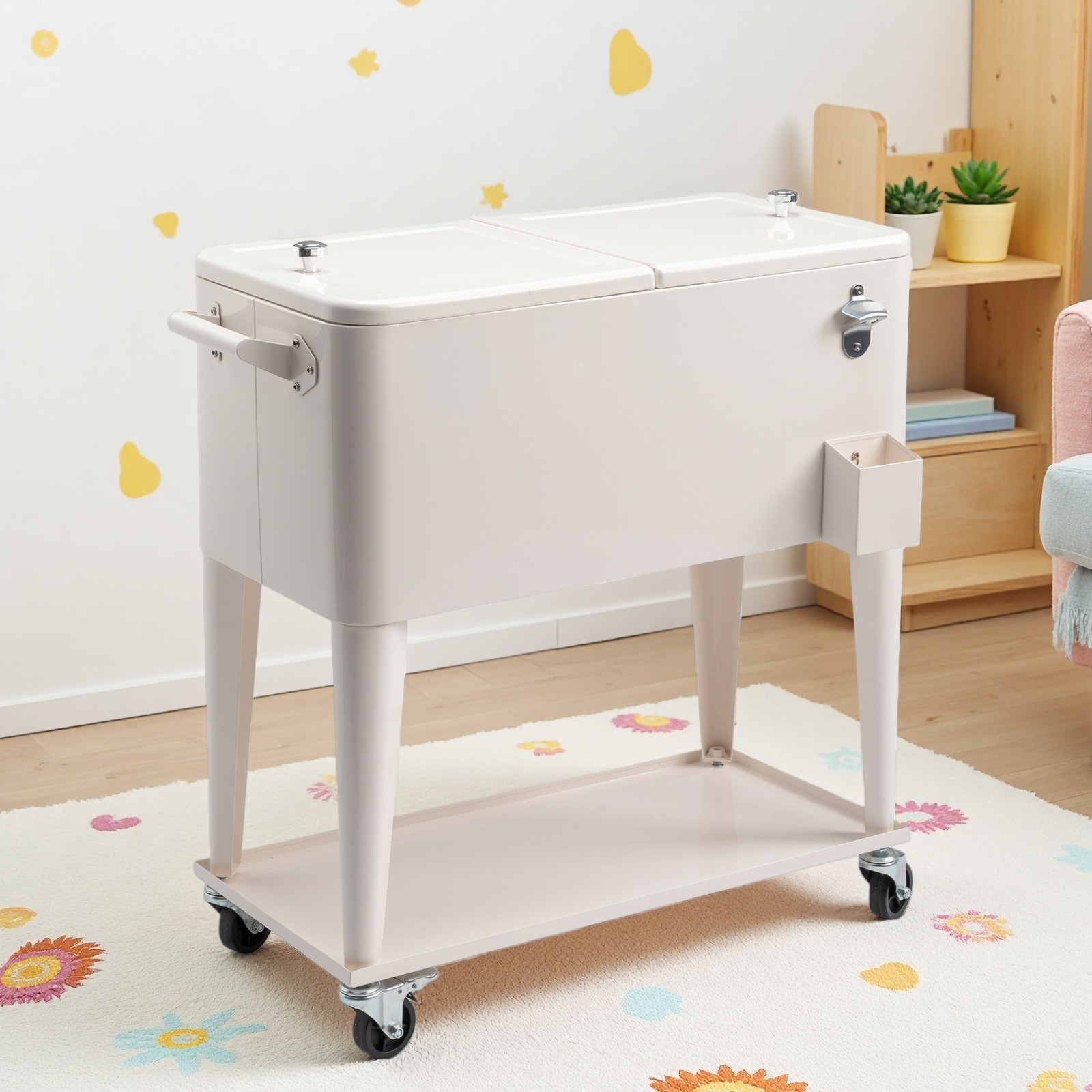 Cart - Drain Plug, Bottom Shelf & Cream Ice Chest
