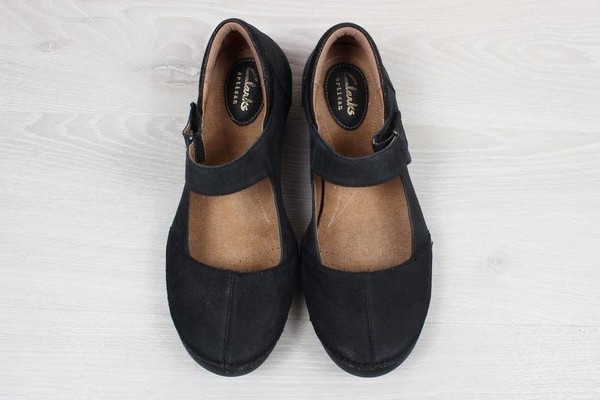 Women Clarks Heels Grey Leather 37 #7APL