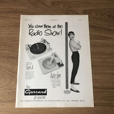 GRAM188 MAGAZINWERBUNG 11X8 GARRARD TYP A PLATTENSPIELER