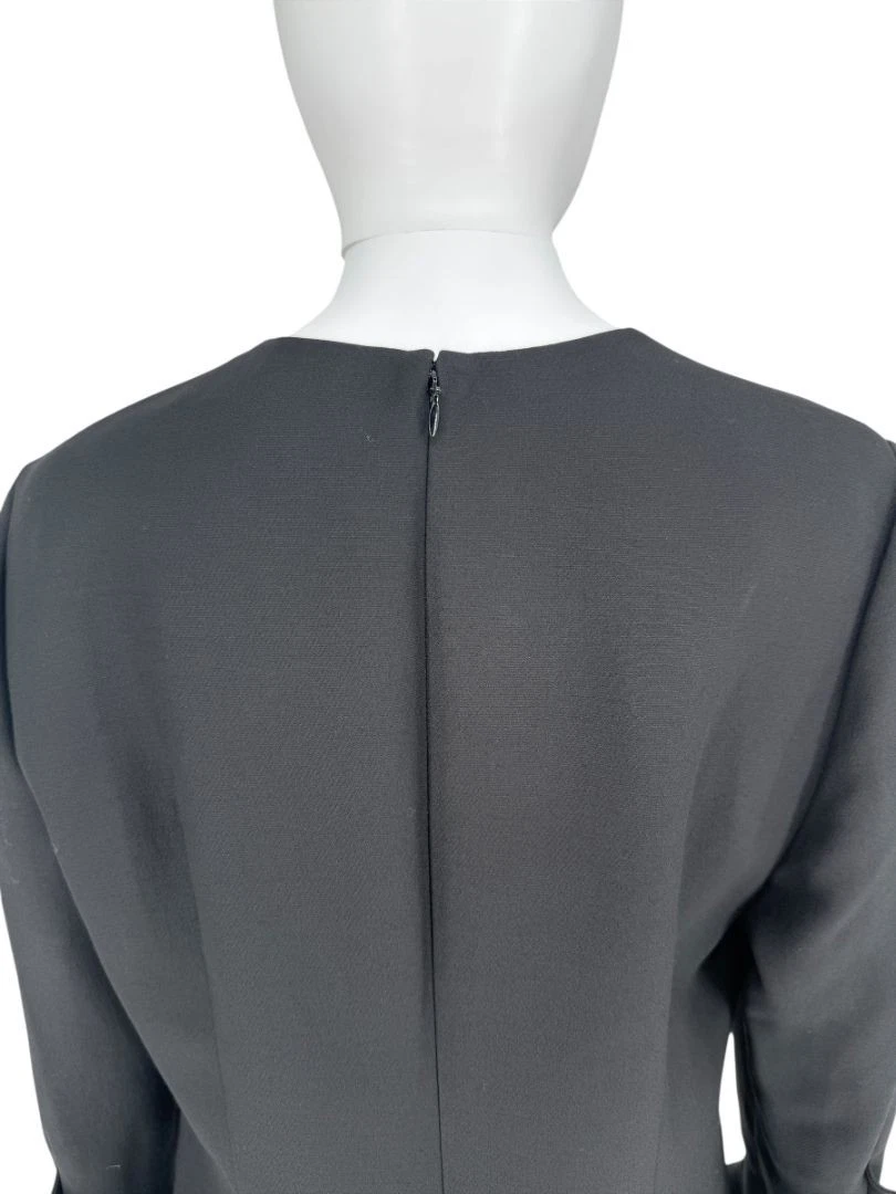 Abito Valentino nero con volant in crepe Taglia 10