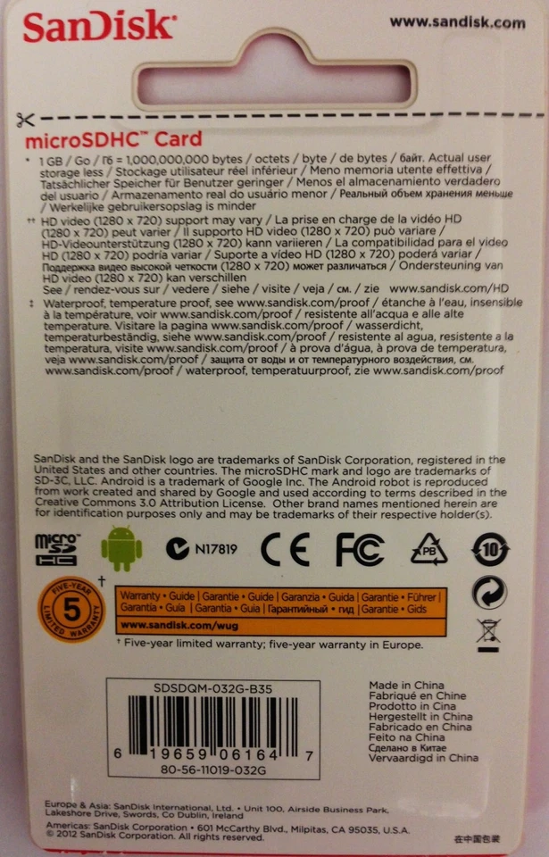 SanDisk 32GB Micro sd Card SDHC MicroSD Memory for Samsung LG Android - Image 2 of 2