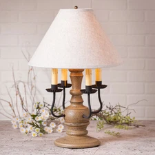 Cedar Creek Wood Table Lamp with Ivory Linen Fabric Shade in 7 Color Choices
