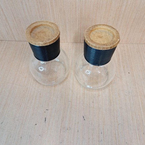 Set of 2 1940s Pressed Glass Coffee Hottle Glasbake Carafe With Paper Lid - Picture 2 of 7