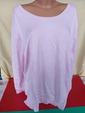 MICHELE HOPE LADIESWEAR BABY PINK VNECK BACK LONGSLEEVE TOP GEM CUFFS 18/20
