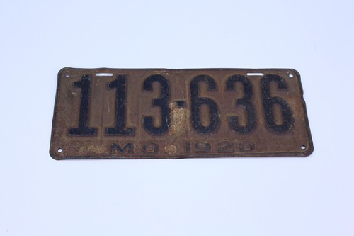 Missouri 1920 De Colección Placa Auto Etiqueta Coche de Pasajeros MO Antiguo 113-636 Shabby - Imagen 6 de 8