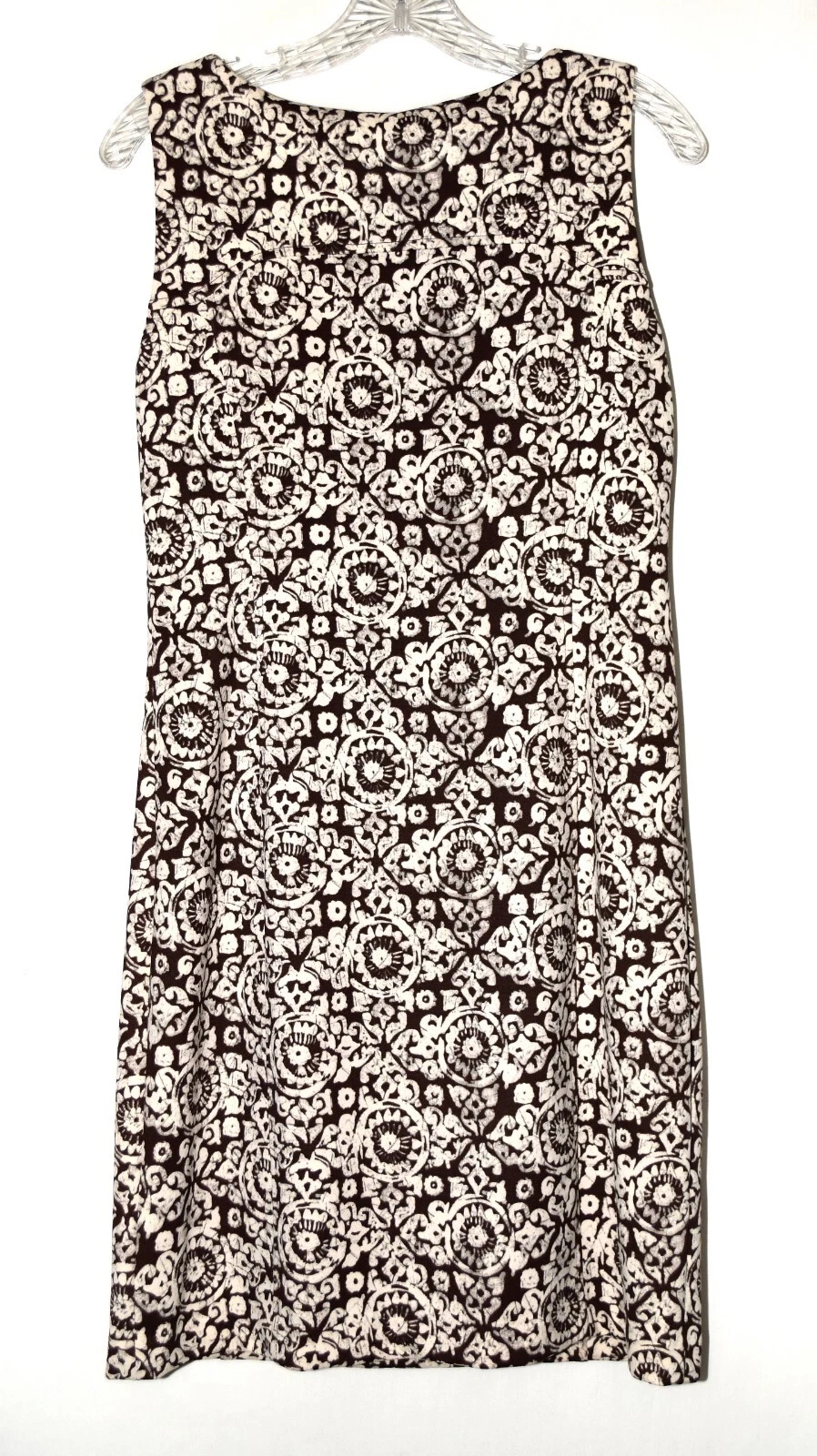 Abito Michael Kors marrone scuro con bianco floreale elasticizzato tubino taglia S