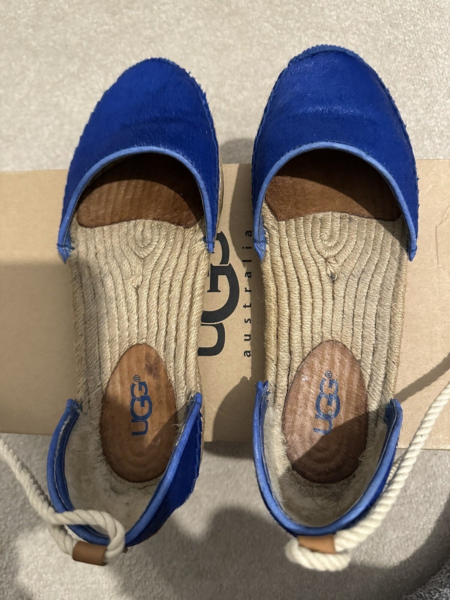 UGG Libbi Blue Calf Hair Women's Espadrille Sandals UK 5.5