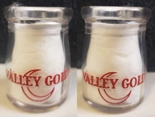One VALLEY GOLD 1/2 oz CRESCENT VALLEY DAIRY Glass Creamer Bottle VICTORIA TEXAS
