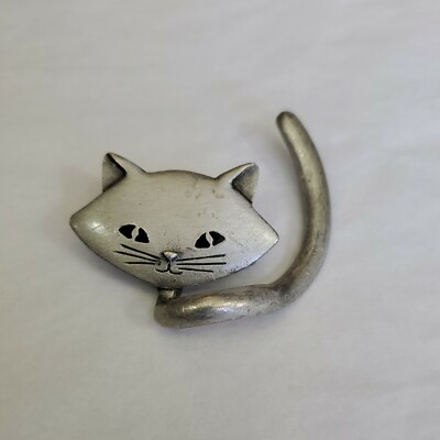 JJ Jonette Cat Head & Tail Lapel Hat Jacket Pin