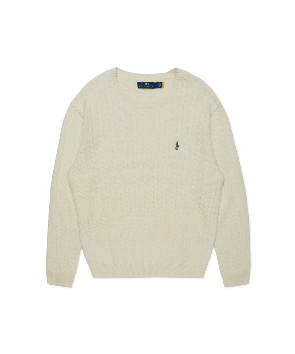 ★★POLO RALPH LAUREN★★ Cable knit cotton sweater ivory MN Genuine Polo Ralph Lauren Cable Knit Wool Cotton Sweater