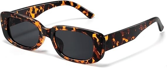 Leopard 4 Rectangle Sunglasses UV400 Retro Y2k Fashion Cool Square Frame