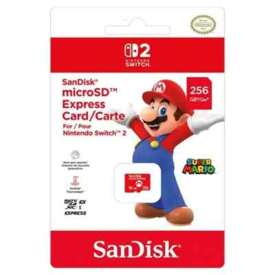 Switch2本体　256GB microSDカード Marioデザイン SanDisk 256GB microSD Express Card – Super Mario Edition for