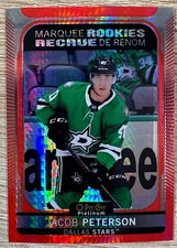 2021-22 OPC PLATINUM HOCKEY JACOB PETERSON RED PRISM SP RC #049/199 #277 DALLAS!