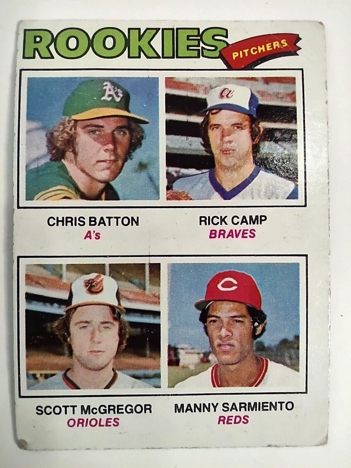1977 Topps #475 Batton Rick Camp McGregor Sarmiento Rookie Pitchers Low Grade - Image 3 of 4