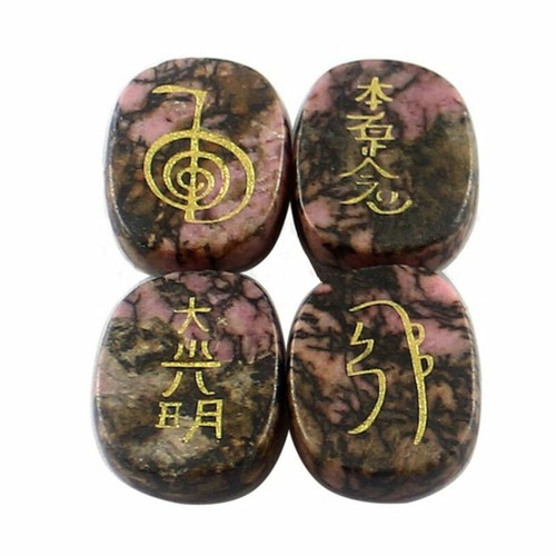 4pcs Set Engraved Usui Reiki Symbol Healing Energy Sanskrit Palm Crystal Stone - Picture 23 of 30