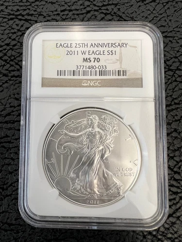 2011-W 25TH ANNIVERSARY AMERICAN SILVER EAGLE S$1 MS70 NGC- T26