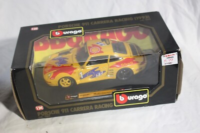 Burago 1:24 PORSCHE 911 CARRERA RACING Yellow Car  1993 #1560 - Perfect!