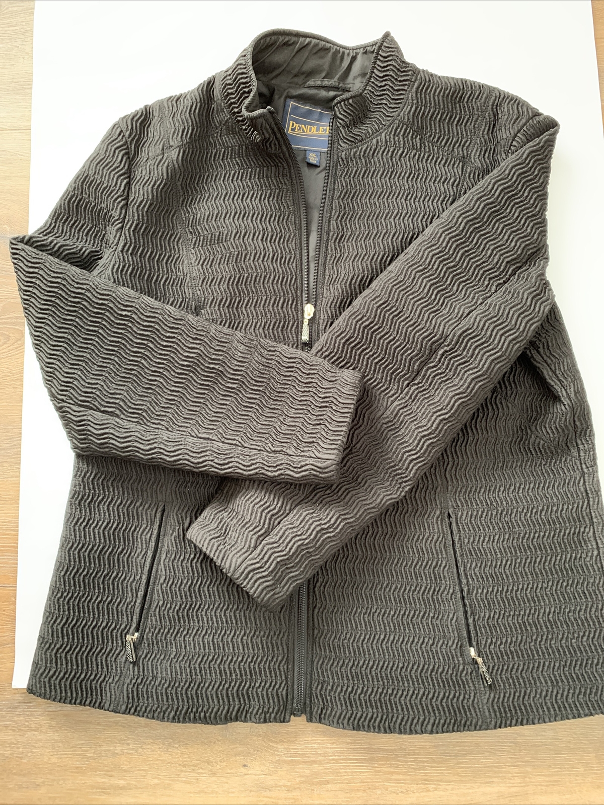 Pendleton Full Zip Ribbed Jacket Womens Black Siz… - image 3