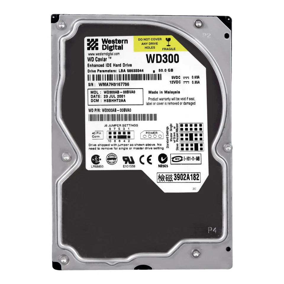 Hard Drive WD Caviar WD300AB-00BVA0 30GB 5.4K 2MB Ata 3.5'' - Image 3 of 3