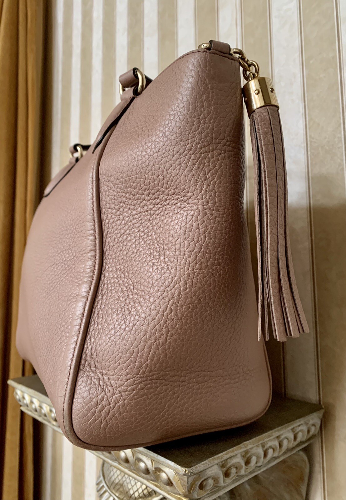 GUCCI $1590 WOMENS SOHO LIGHT PINK LEATHER GG CROSSBODY PURSE TOTE BAG ITALY image 5
