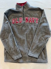 Old Navy Sweatshirt Kids Youth XL 14-16 Gray Allover Fleece Old School Logo