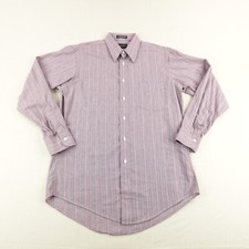 Vintage Christian Dior Shirt Mens Medium Purple Stripes Button Up Long Sleeve