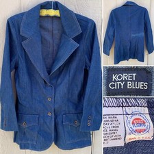 vintage Koret City Blues denim blazer jacket Union Made In USA Fade M L