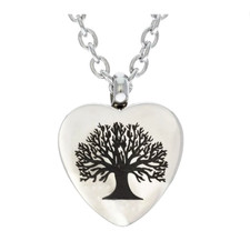 HEART CREMATION URN ASHES TREE OF LIFE Pendant 20" 925 Sterling Silver Necklace