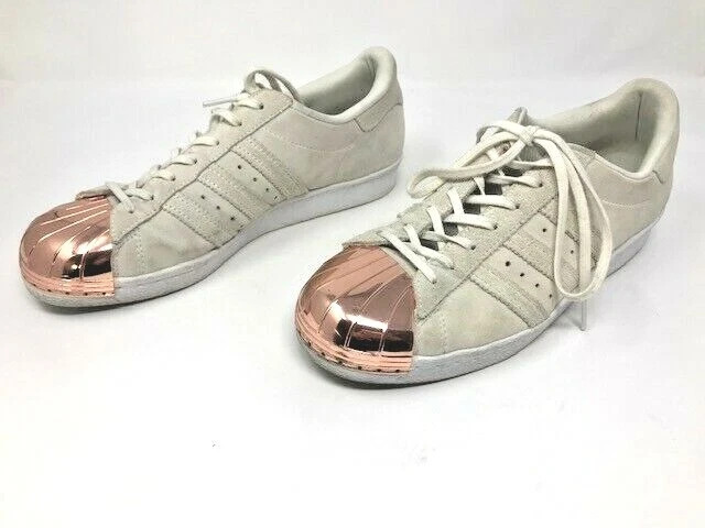 Adidas Superstar 80 s Metal Copper Toe Beige Suede Sneakers Womens USA 8.5