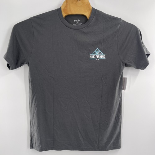 NWT Huk Men's Diamond Flats Short Sleeve Fishing Shirt - Volcanic Ash Sz Small - Picture 3 of 5